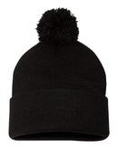 12" Pom-Pom Cuffed Beanie | Sportsman SP15 | Embroidery (2.25" X 4")