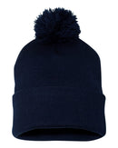 12" Pom-Pom Cuffed Beanie | Sportsman SP15 | Embroidery (2.25" X 4")