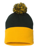 12" Pom-Pom Cuffed Beanie | Sportsman SP15 | Embroidery (2.25" X 4")