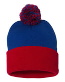 12" Pom-Pom Cuffed Beanie | Sportsman SP15 | Embroidery (2.25" X 4")