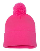 12" Pom-Pom Cuffed Beanie | Sportsman SP15 | Embroidery (2.25" X 4")